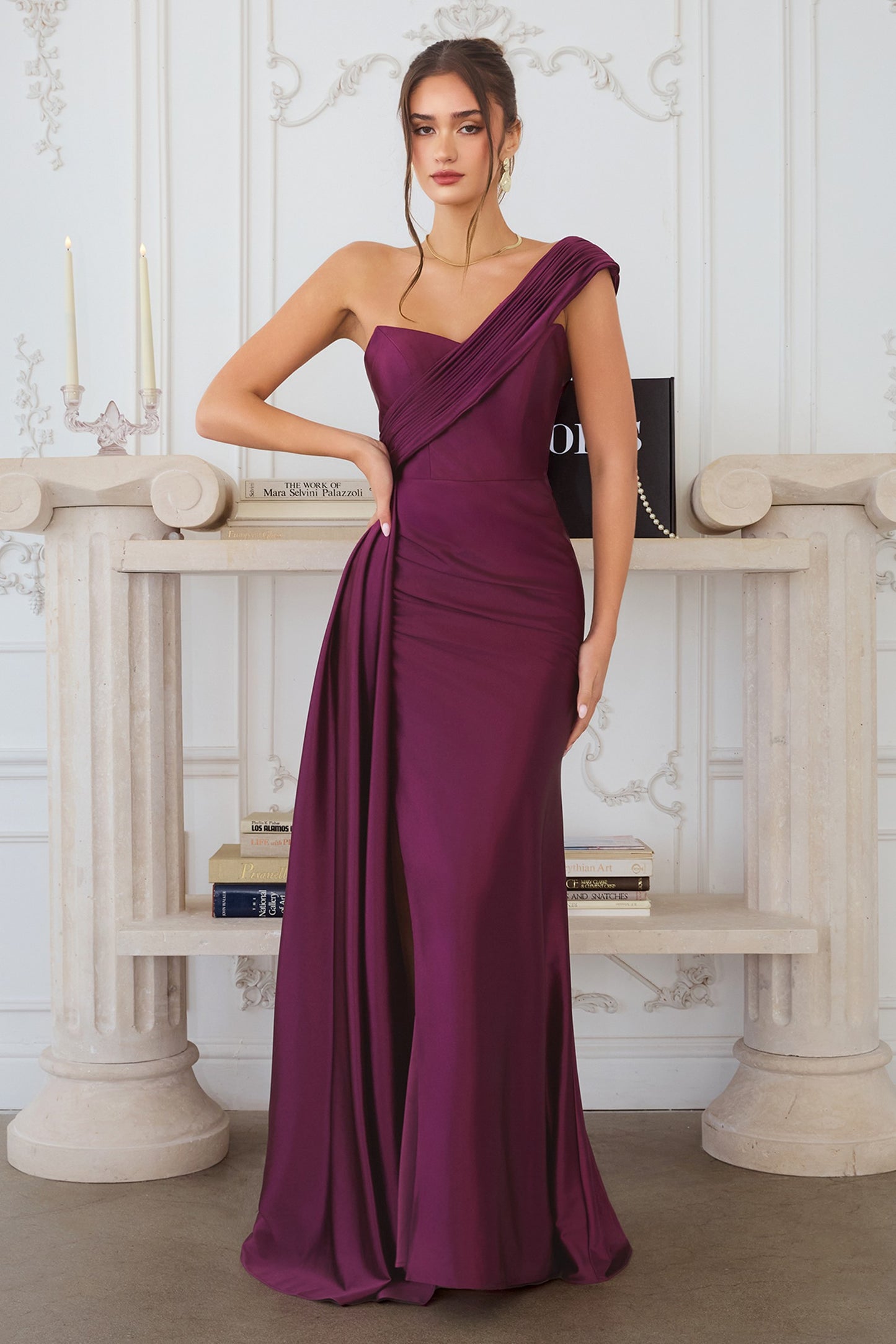 Ivanna One Shoulder Satin Maxi Dress MAT817-10