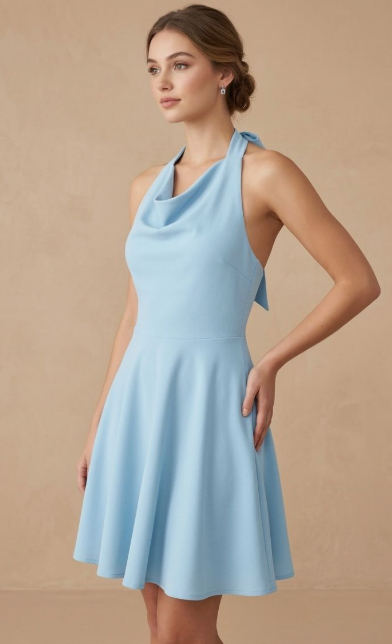 Techno Crepe Mini A Line Dress