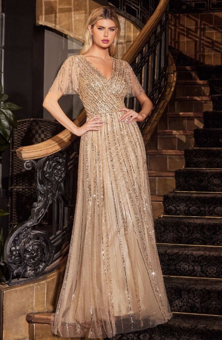 SEQUIN EMBELLISHED A-LINE DRESS MACD0241
