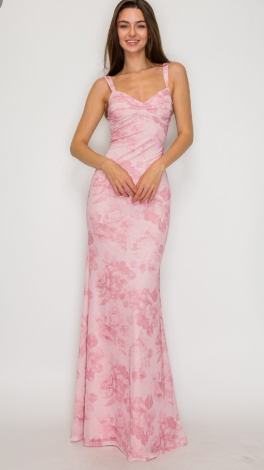 Floral Mesh Mermaid Maxi