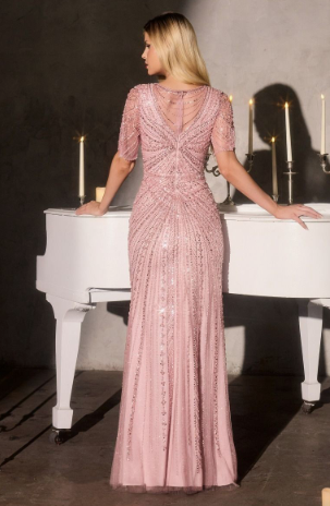Dusty Rose Beaded Evening Gown