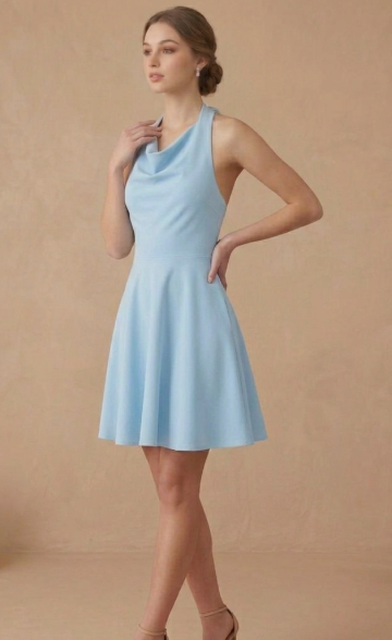 Techno Crepe Mini A Line Dress