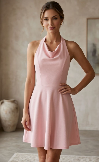 Techno Crepe Mini A Line Dress