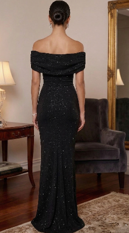 Ity Glitter Off Shoulder Maxi Dress
