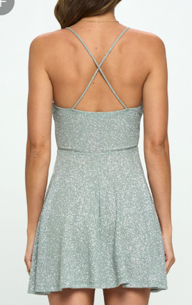 Glitter Crossback Mini Skater Dress