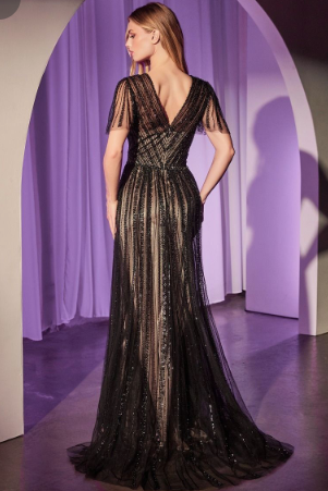 SEQUIN EMBELLISHED A-LINE DRESS MACD0241