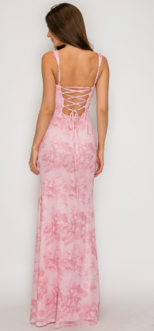 Floral Mesh Mermaid Maxi