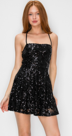Sequin Fit And Flare Mini Dress