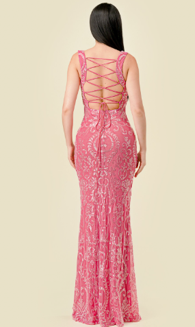 Solid Sequin Square Neck Maxi Dress