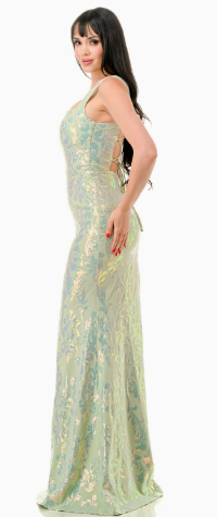 Sequin Square Neck Mermaid Dress