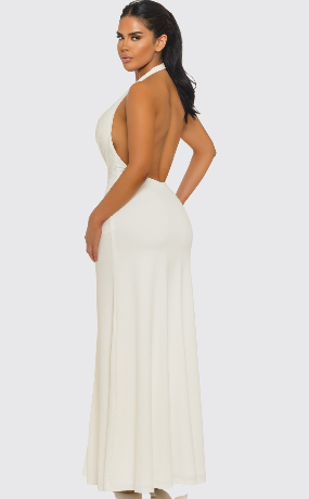 High-slit, Semi-open Backless Stretch Maxi Dress
