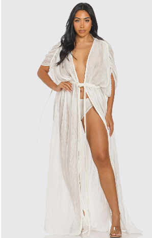 Rope Front Tie Kimono Maxi Dress
