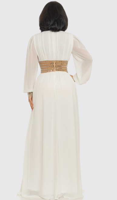 Deep V-neck & Long-sleeved Silk Maxi Dress Deep V-neck & Long-sleeved Silk Maxi Dress