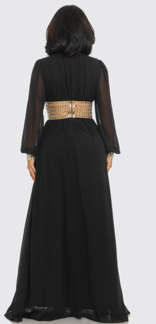 Deep V-neck & Long-sleeved Silk Maxi Dress Deep V-neck & Long-sleeved Silk Maxi Dress